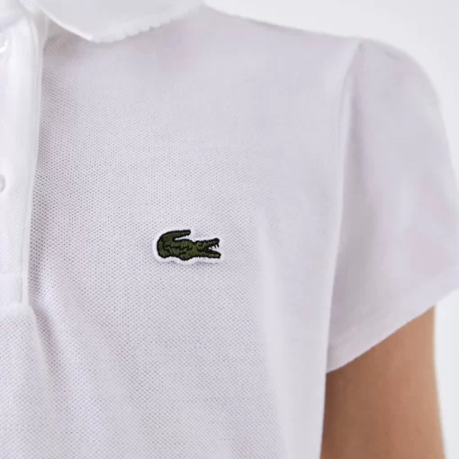 Lacoste Mädchenkleidung> Madchen-Poloshirt Aus Mini-Pique Mit Verspieltem Kragen Weis 001