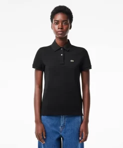 Lacoste Poloshirts> Regular Fit Damen-Poloshirt Aus Weichem Petit Pique Schwarz 031