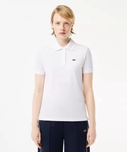 Lacoste Poloshirts> Regular Fit Damen-Poloshirt Aus Weichem Petit Pique Weis 001