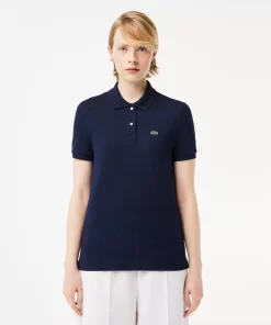 Lacoste Poloshirts> Regular Fit Damen-Poloshirt Aus Weichem Petit Pique Navy Blau 166