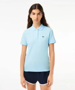 Lacoste Poloshirts> Regular Fit Damen-Poloshirt Aus Weichem Petit Pique Hellblau Siz