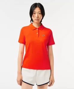 Lacoste Poloshirts> Regular Fit Damen-Poloshirt Aus Weichem Petit Pique Orange Sji