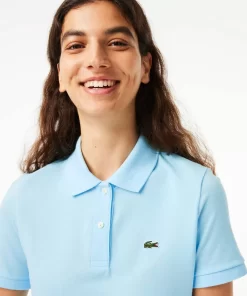 Lacoste Poloshirts> Regular Fit Damen-Poloshirt Aus Weichem Petit Pique Hellblau Siz