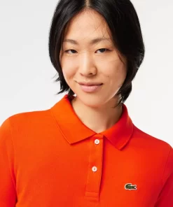 Lacoste Poloshirts> Regular Fit Damen-Poloshirt Aus Weichem Petit Pique Orange Sji