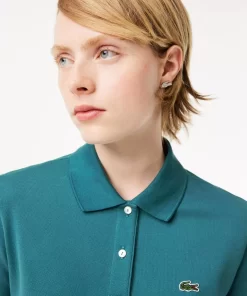 Lacoste Poloshirts> Regular Fit Damen-Poloshirt Aus Weichem Petit Pique Blau Iy4