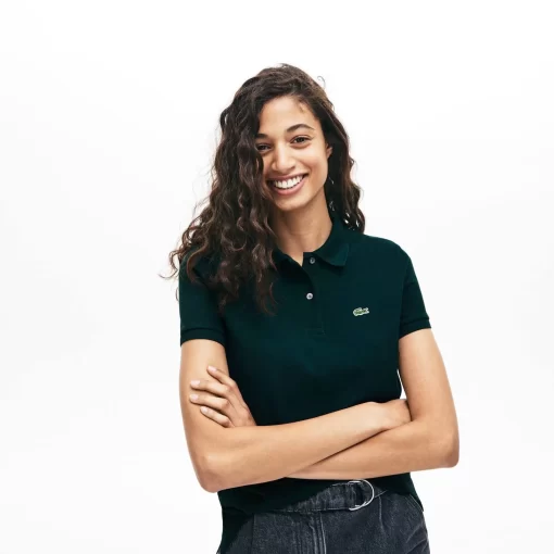 Lacoste Poloshirts> Regular Fit Damen-Poloshirt Aus Weichem Petit Pique Sinople Grun Yzp