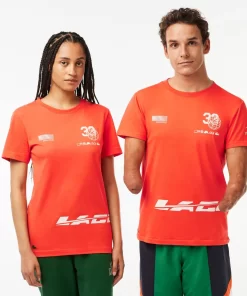 Lacoste Sportbekleidung> Sport X Theo Curin T-Shirt Aus Jersey Orange 02K