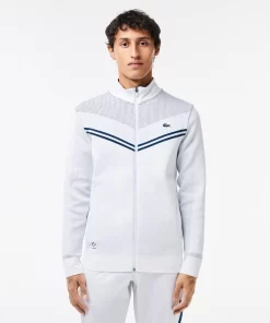 Lacoste Tennis> Tennis X Daniil Medvedev After Match Jacke Weis / Navy Blau Bed