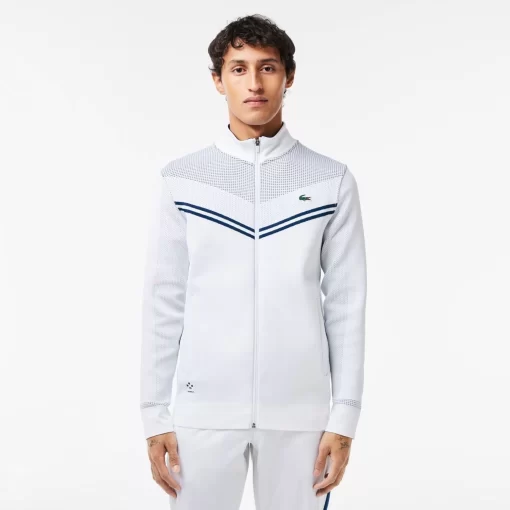 Lacoste Tennis> Tennis X Daniil Medvedev After Match Jacke Weis / Navy Blau Bed