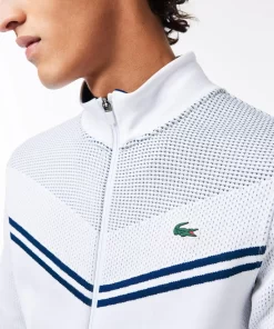 Lacoste Tennis> Tennis X Daniil Medvedev After Match Jacke Weis / Navy Blau Bed