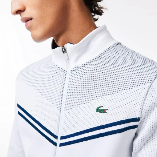 Lacoste Tennis> Tennis X Daniil Medvedev After Match Jacke Weis / Navy Blau Bed