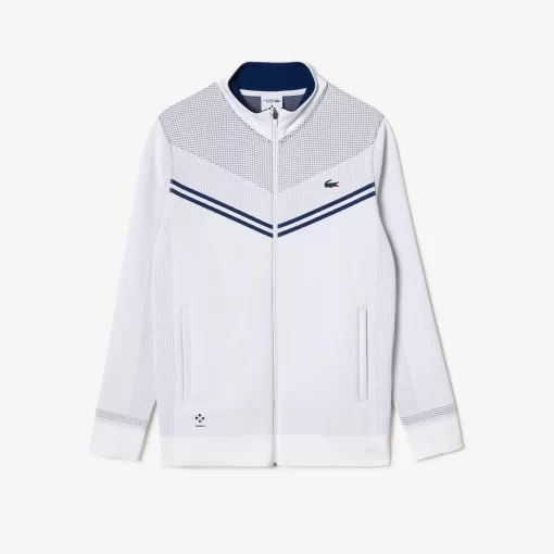 Lacoste Tennis> Tennis X Daniil Medvedev After Match Jacke Weis / Navy Blau Bed