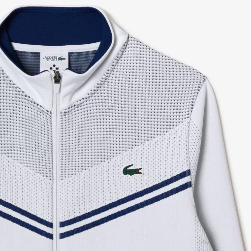 Lacoste Tennis> Tennis X Daniil Medvedev After Match Jacke Weis / Navy Blau Bed