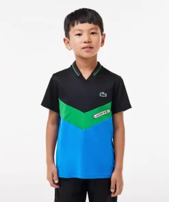 Lacoste Jungenkleidung> Tennis X Daniil Medvedev Poloshirt Aus Jersey Schwarz / Burgunder / Grun / Blau Miu