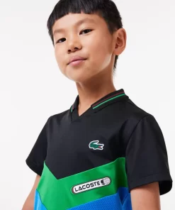 Lacoste Jungenkleidung> Tennis X Daniil Medvedev Poloshirt Aus Jersey Schwarz / Burgunder / Grun / Blau Miu