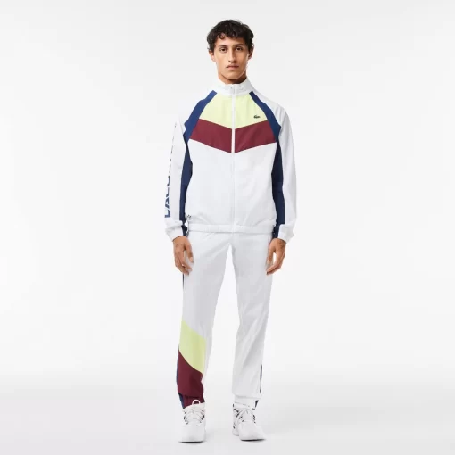 Lacoste Tennis> Tennis X Daniil Medvedev Trainingsanzug Weis / Neongelb / Burgunder / Weis / Navy Blau Q8I