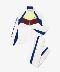 Lacoste Tennis> Tennis X Daniil Medvedev Trainingsanzug Weis / Neongelb / Burgunder / Weis / Navy Blau Q8I