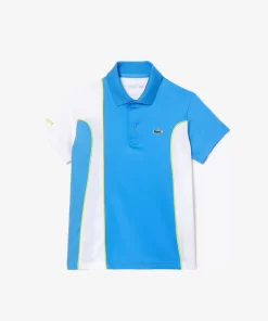 Lacoste Jungenkleidung> Tennis X Novak Djokovic Jersey Poloshirt Blau / Weis 26F