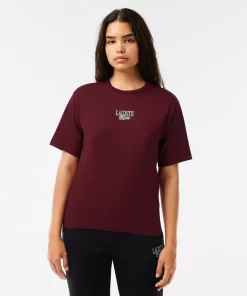 Lacoste T-Shirts> T-Shirt Aus Bedrucktem Baumwolljersey Burgunder Yup