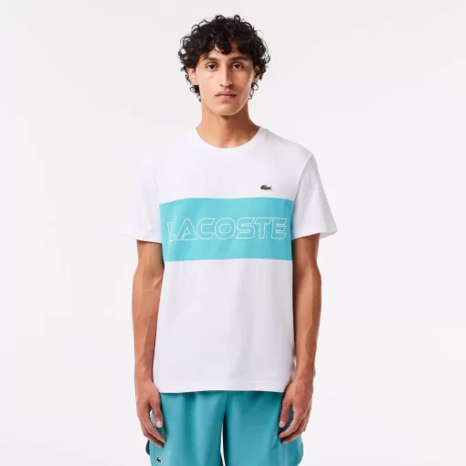 Lacoste T-Shirts> T-Shirt Mit Colourblock Weis / Blau Ri6