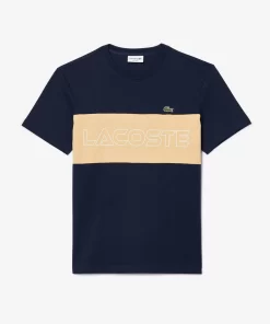 Lacoste T-Shirts> T-Shirt Mit Colourblock Navy Blau / Beige Ip7