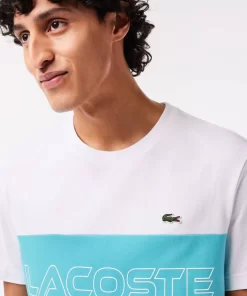 Lacoste T-Shirts> T-Shirt Mit Colourblock Weis / Blau Ri6