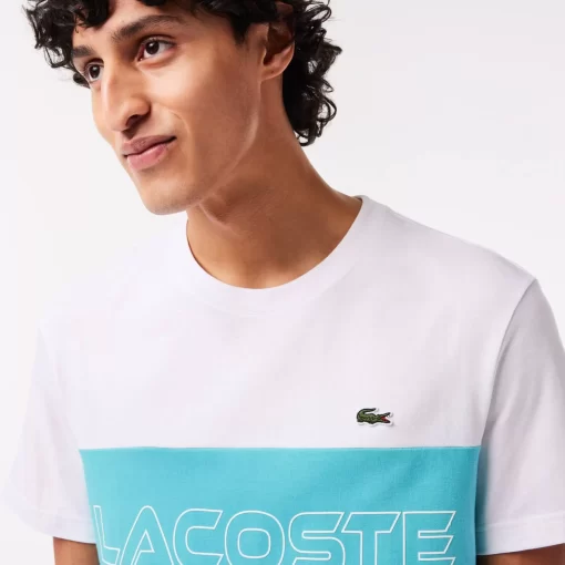 Lacoste T-Shirts> T-Shirt Mit Colourblock Weis / Blau Ri6