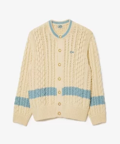 Lacoste Pullover> X Le Fleur Cardigan Mit Streifen Beige / Grau Ix1