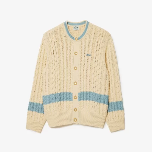 Lacoste Pullover> X Le Fleur Cardigan Mit Streifen Beige / Grau Ix1