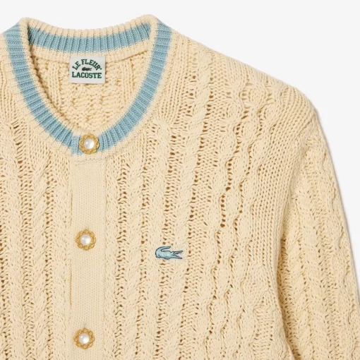 Lacoste Pullover> X Le Fleur Cardigan Mit Streifen Beige / Grau Ix1