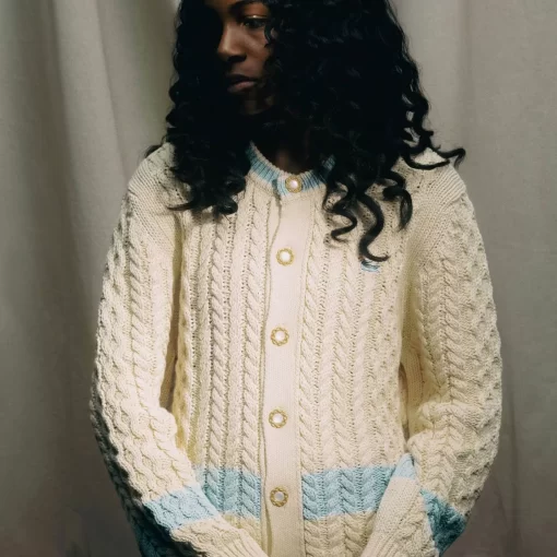 Lacoste Pullover> X Le Fleur Cardigan Mit Streifen Beige / Grau Ix1