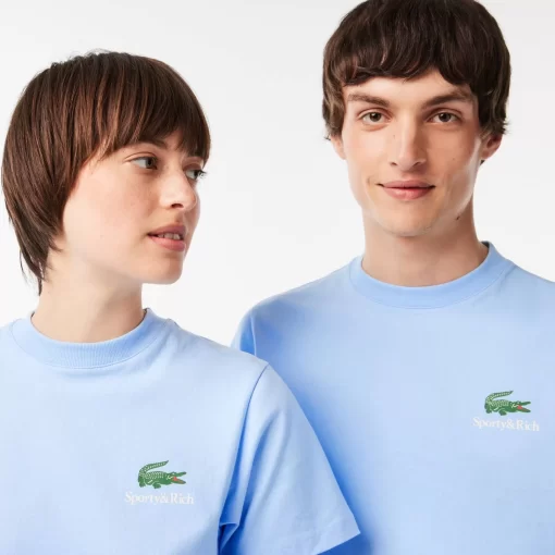 Lacoste T-Shirts> X Sporty & Rich Extraweites T-Shirt Pastellblau Hbp