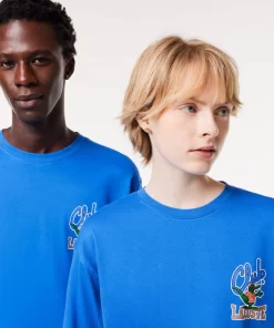 Lacoste T-Shirts>Langarmeliges Jersey T-Shirt Mit Aufdruck Blau Siy