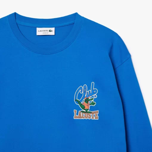 Lacoste T-Shirts>Langarmeliges Jersey T-Shirt Mit Aufdruck Blau Siy