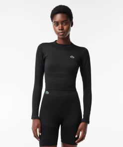 Lacoste Fitnessstudio & Training>Langarmeliges Nahtloses Sport-Oberteil Schwarz 031