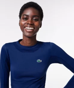 Lacoste Fitnessstudio & Training>Langarmeliges Nahtloses Sport-Oberteil Navy Blau F9F