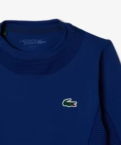 Lacoste Fitnessstudio & Training>Langarmeliges Nahtloses Sport-Oberteil Navy Blau F9F