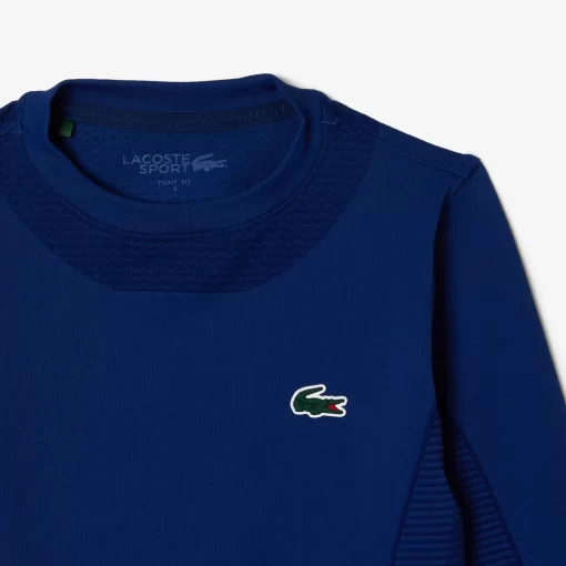 Lacoste Fitnessstudio & Training>Langarmeliges Nahtloses Sport-Oberteil Navy Blau F9F