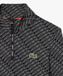 Lacoste Poloshirts>Langarmeliges Poloshirt Mit Logoaufdruck Und Kragen Mit Reisverschluss Schwarz 031