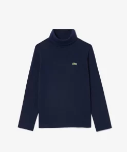 Lacoste Mädchenkleidung>Langarmeliges T-Shirt Aus Baumwolle Mit Rollkragen Navy Blau 166