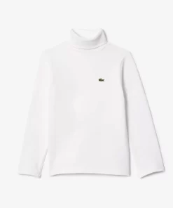 Lacoste Mädchenkleidung>Langarmeliges T-Shirt Aus Baumwolle Mit Rollkragen Weis 001