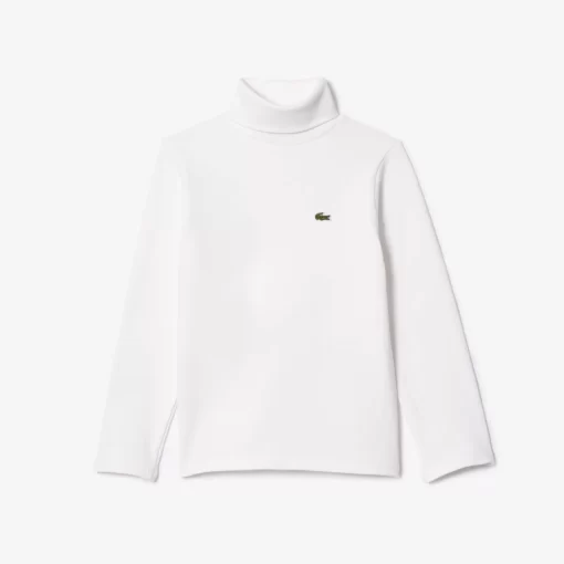 Lacoste Mädchenkleidung>Langarmeliges T-Shirt Aus Baumwolle Mit Rollkragen Weis 001