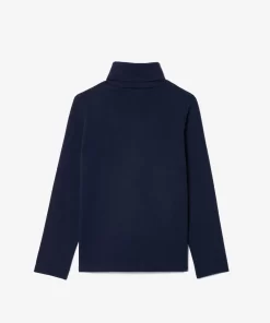 Lacoste Mädchenkleidung>Langarmeliges T-Shirt Aus Baumwolle Mit Rollkragen Navy Blau 166