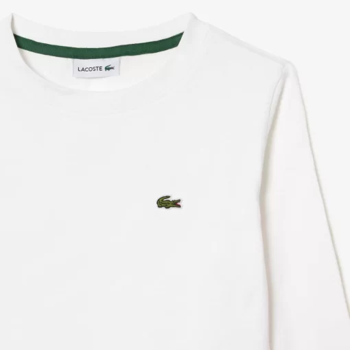 Lacoste Mädchenkleidung>Langarmeliges T-Shirt Aus Baumwolljersey Weis 001