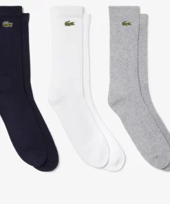 Lacoste Sportbekleidung>Lange Herren Sport Socken Im 3Er-Pack Heidekraut Grau / Weis / Navy Blau Tya