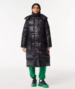 Lacoste Jacken & Mäntel>Lange, Weite Daunenjacke Mit Verstellbarem Bund Schwarz 031