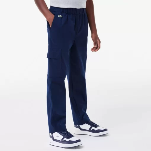 Lacoste Jungenkleidung>Leichte Cargohosen Aus Gabardine Navy Blau 166