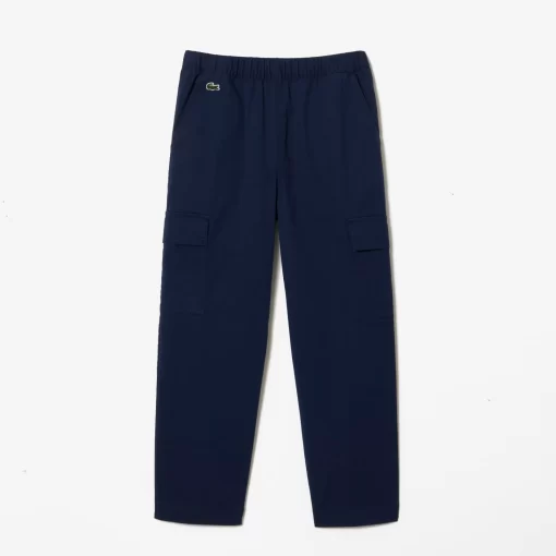 Lacoste Jungenkleidung>Leichte Cargohosen Aus Gabardine Navy Blau 166