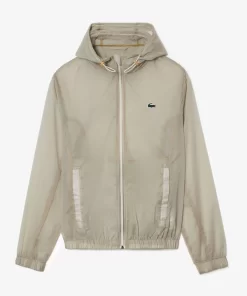 Lacoste Sportbekleidung>Leichte Wasserfeste Sportjacke Mit Kapuze Creme Xfj