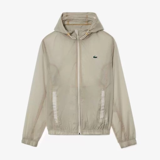 Lacoste Sportbekleidung>Leichte Wasserfeste Sportjacke Mit Kapuze Creme Xfj